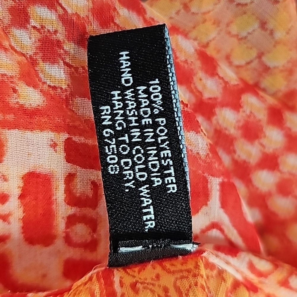 Cynthia Rowley Red And Orange Printed Sheer Swimsuit Cover Dress - OS - Picture 8 of 8